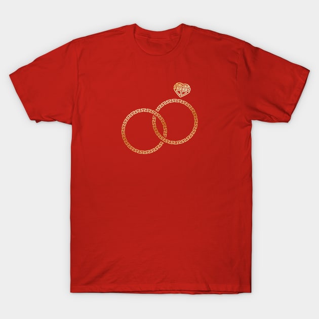 Chinese Double Happiness Wedding Rings T-Shirt by Steff-in-a-pan